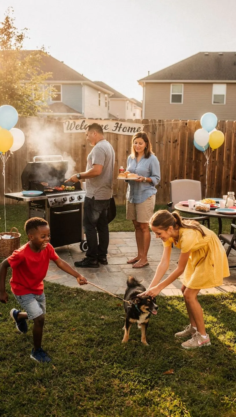 Zewnętrzny widok na biuro agencji nieruchomości w słoneczny dzień.